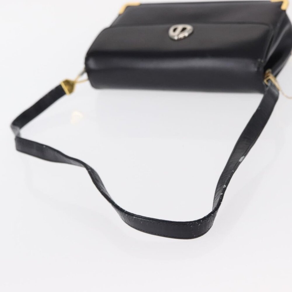 Authentic Christian Dior Shoulder Bag Leather Navy Gold - Picture 14 of 16
